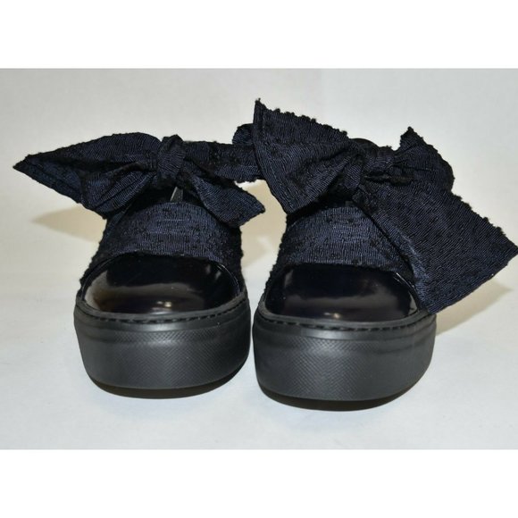 $400 AGL ATTILIO GIUSTI LEOMBRUNI Bow Platform Sneaker PATENT NAVY BLACK - Picture 5 of 8